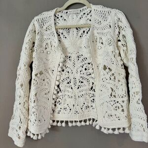 Free the Roses Cottagecore/Boho Crochet Sweater Size M/L